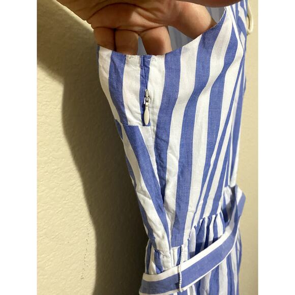 J.Crew Dress Size 2 Striped Midi Cotton Pockets Preppy Work Factory Outlet NWT - Picture 7 of 10